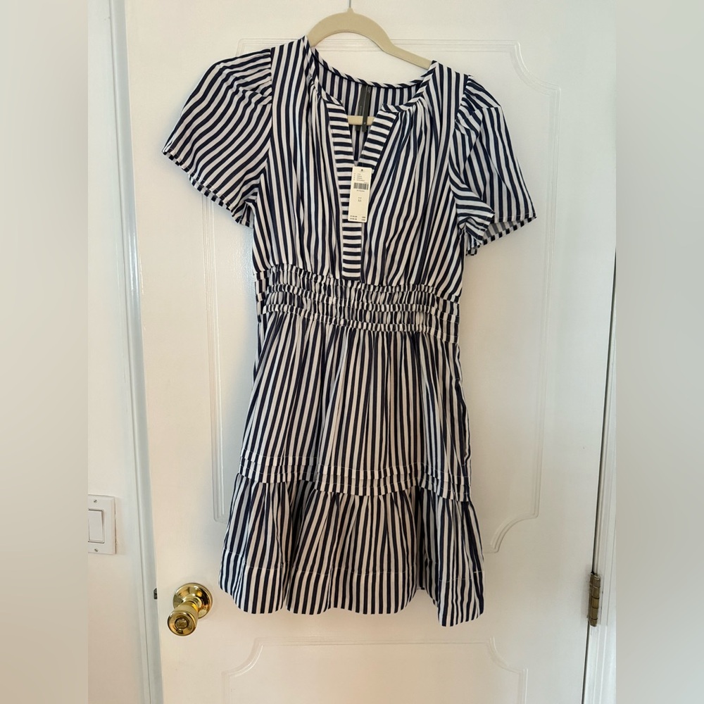 Anthropologie Black and White Striped Mini Dress